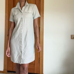 Linen button front dress